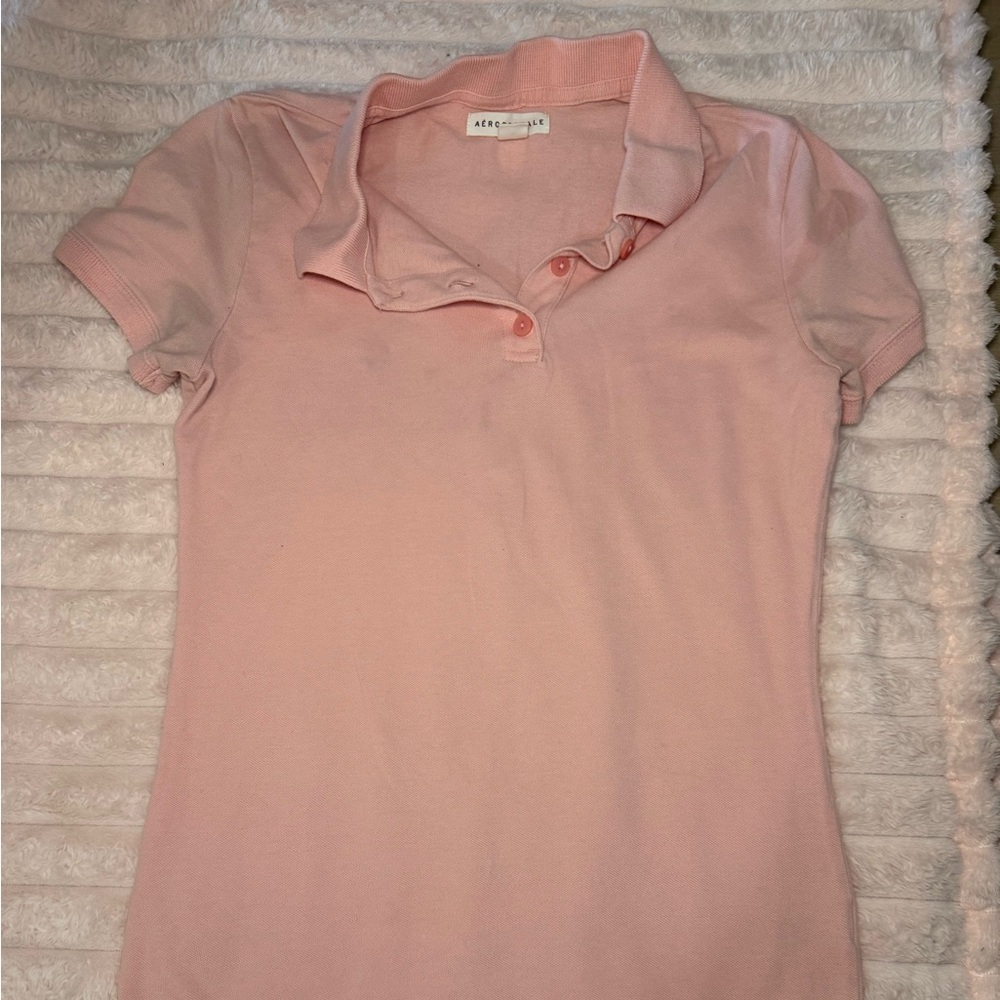 Aeropostale Light Pink Polo Shirt - Women's Short Sleeve